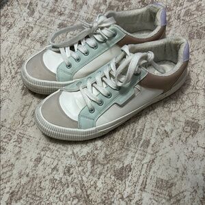 Rocket Dog White, Tan, and Mint Sneakers